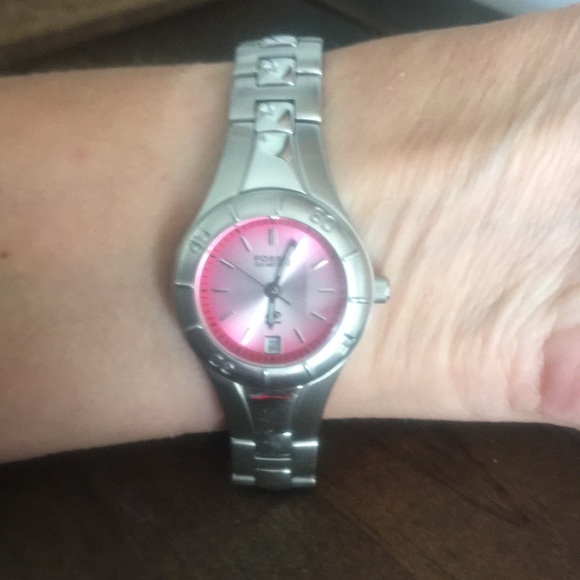 Fossil Watch Vintage Blue Pink Face GUC. - Picture 5 of 6